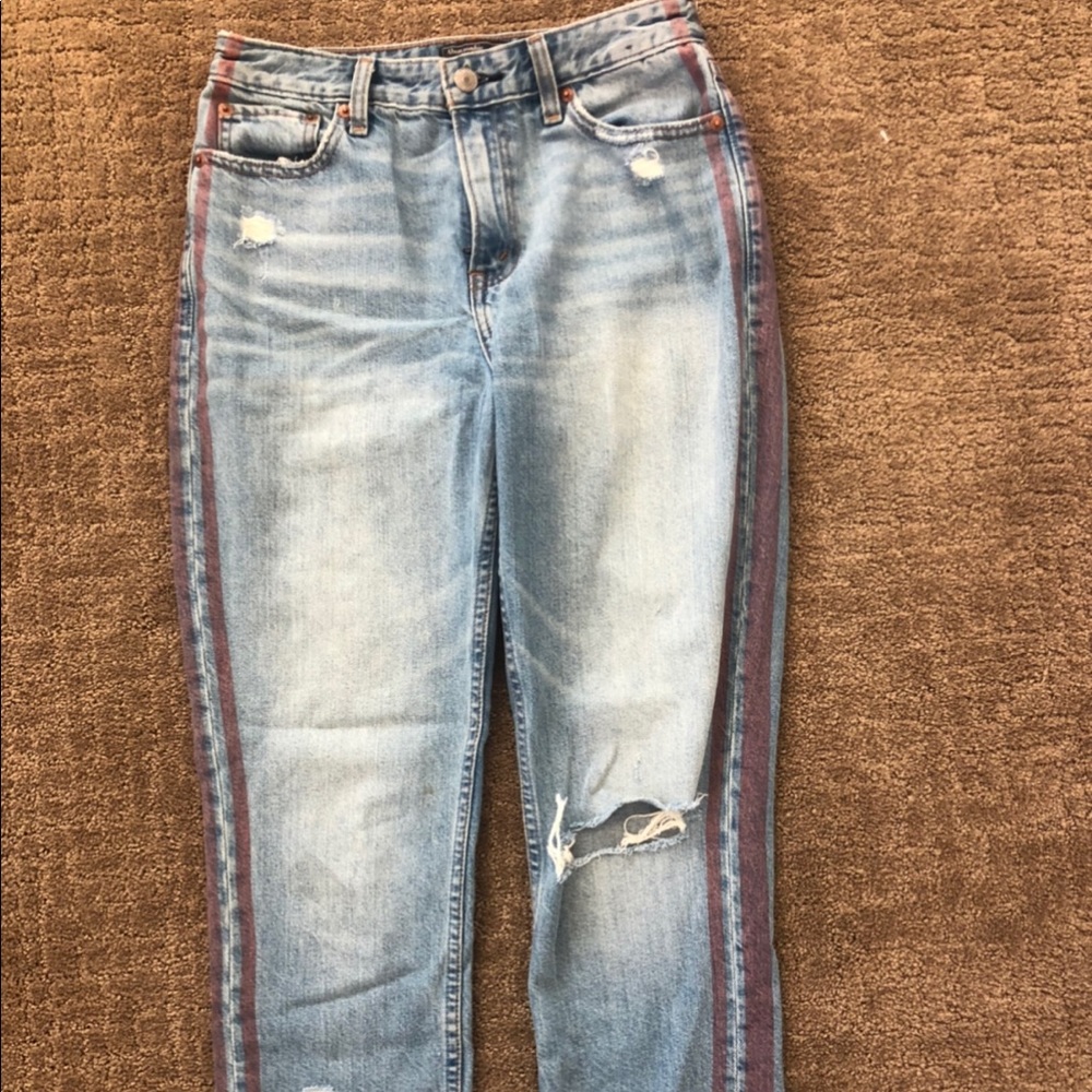 Abercrombie and fitch jeans with red stripe